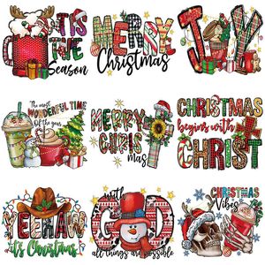 Kerst opstrijkbare transfers stickers schattige herten kerst warmteoverdracht patches applique voor T-shirt jassen hoodies jassen kussen doe-het-zelf decoraties