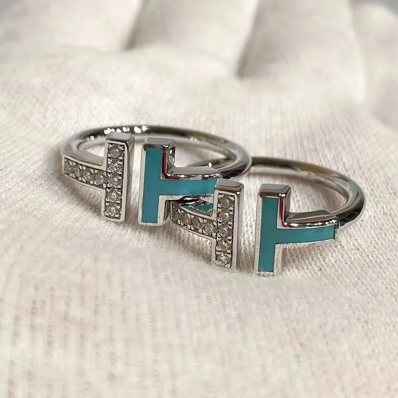 Kerst sieraden ontwerper zilveren ring kristal diamanten liefde Ring verlovingsringen voor dames heren trouwringen voor koppels dubbel t merk Valentijnsdag cadeau Multi s