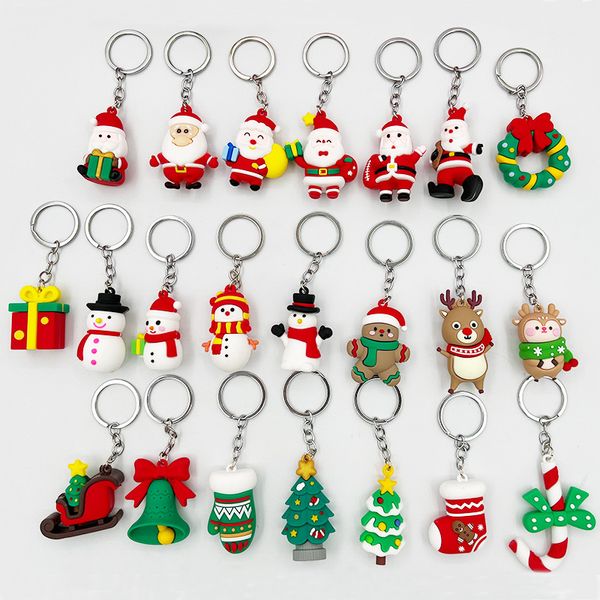 Llavero de Navidad Colgante Favor de fiesta Papá Noel Elk Árbol de Navidad Llavero Colgantes Colgantes de hebilla de llave de Navidad T9I002135