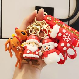Charif de Noël Keychain Santa Claus Doll Keychain Elk Snowman Key Chain Woman Men Kids Key Ring Gift Luxury Chaussures Holder Car Cavage de la main