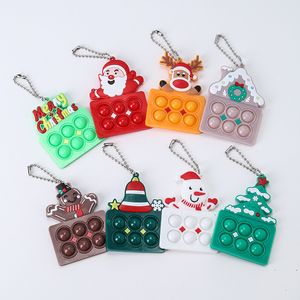 Porte-clés de Noël Silicone pendentif de Noël porte-clés enfants doigt bulle décompression jouet cadeaux DD22-348