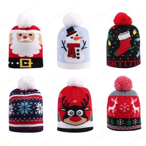 Navidad niños sombreros de punto dibujos animados Santa Claus Elk Pom Pom Beanie sombrero bebé Otoño Invierno gorras niños niña gorra de Navidad
