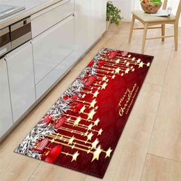 Kerstmis keuken mat rechthoek ingang deurmat slaapkamer thuis vloer mat decoratie woonkamer tapijt badkamer antislip tapijt 210917