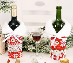 Christmas Knit Wine Bottle Covers Snowflake Tree Wines Flessen Cover met Bowknot Beer Cover Nieuwjaar Kerstmis Decoratie SN4717