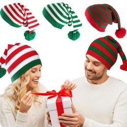 Chapeaux d'elfe tricotés de noël, en vrac pour adultes, bonnets de noël en Crochet, chapeaux de fête de vacances, casquette chaude d'hiver, cadeaux