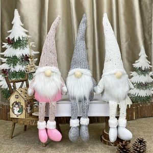 Chapeau long tricoté de noël, poupée sans visage, jouet elfe, pendentif de fête de noël, poupées Gnome en peluche, ornement d'arbre de noël, décorations 260L