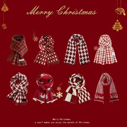 Christmas Knitted Scarf Autumn Winter Fashion Warm Woolen Scarf Women Double-Sided Scarves Shawls Wrap Christmas Gifts