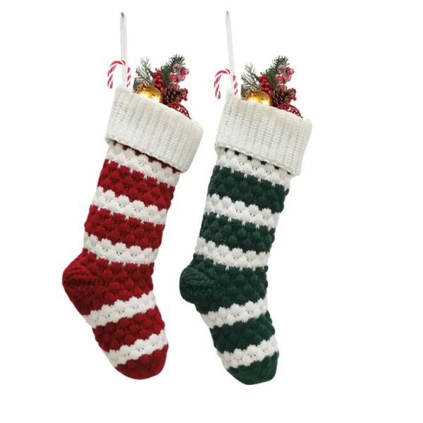 Bolsas de regalo de calcetín de punto navideño decoraciones de punto de punto
