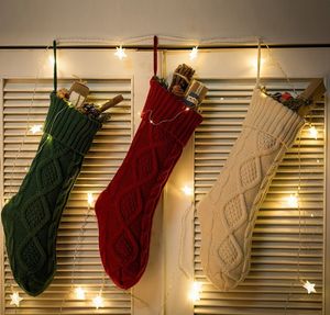 Kerstmis gebreide kousen decor festival gift tas open haard xmas boom opknoping ornamenten decor rood wit sok 46cm DHL