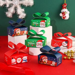 Kerst Kraft Goody Geschenkdozen Xmas Party Papier Behandelen Dozen Snoep Met Strik Voor Kerstman Kerstavond Gunst Levert MJ0815