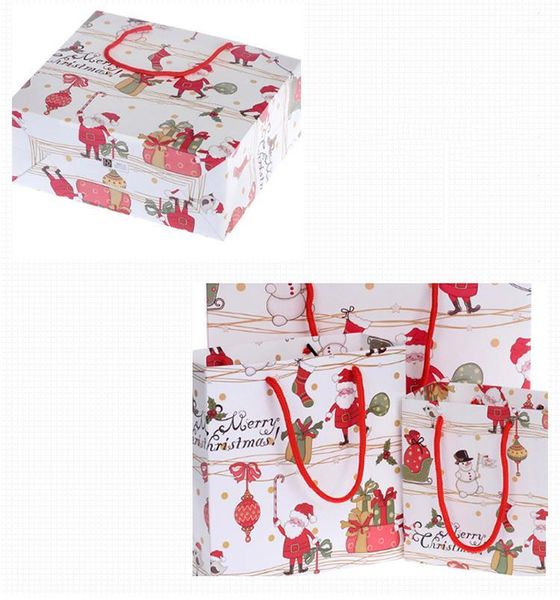 Otros suministros festivos para fiestas Bolsas de regalo de papel Kraft de Navidad con asa para galletas Bolsa de embalaje Suministros para eventos de dulces1
