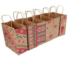 Kerst Kraftpapier Bedrukt Cadeauzakjes Handtas KERST Cadeautjes Gunsten Speelgoed Kleding Inpakbakken Boodschappentas met handvat Verpakking9897890