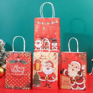 Totalizador de papel Kraft de Navidad Bolsa de dulces de Papá Noel de dibujos animados Bolsas de regalo de Navidad Regalos para fiestas para niños Bolsas de envoltura Decoración de Navidad BH7118 TYJ