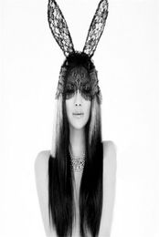 Christmas Lace Bunny Rabbit Ears Mask Sexy Veil Bandband Clubs Night Clubs Masquerade Masque Halloween Costume Party Face Mask JK1909XB9595586