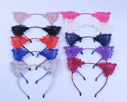 Kerst Lace Cat Ears Hoofdband Baby Girls Women Hair Sticks Party Performance European and American Hair Accessories1324636