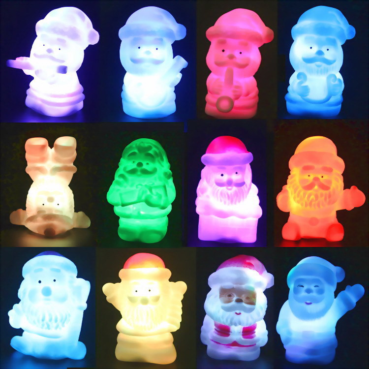 Lampada decorativa natalizia LED Pupazzo di neve colorato Funghi babbo natale, luce notturna cambiante colorata regalo 20 pezzi / lotto