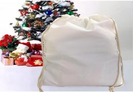 Noël grand blanc sublimation Santa sac coton cordon personnalisé bricolage bonbons cadeau sac Festival fête décoration 2398775