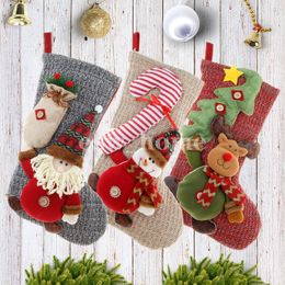 Kerstmis grote decoratieve breienwol driedimensionale Santa Claus Snowman Deer Xmas Sock Gift Bag