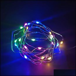 Décorations de Noël Led Petites lumières Boutons Piles Bouquets de cordes lumineuses Cadeaux floraux Outils de fleuriste décoratifs Drop Delivery 2021