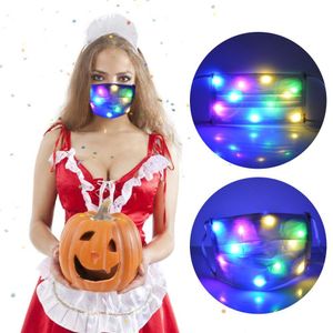 Noël LED clignotant masque anti-poussière coloré Fiber lumières lumineux Rave musique fête masque Cosplay masques faciaux
