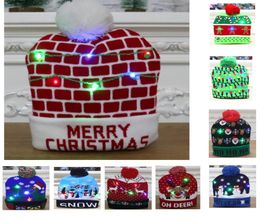 CHARID LED LED UP CHAPEURS TRITÉS POM BALES BACK BEACTES SAGE CAP Ski Santa Snowman Rendeer Tree pour enfants HH924631789124