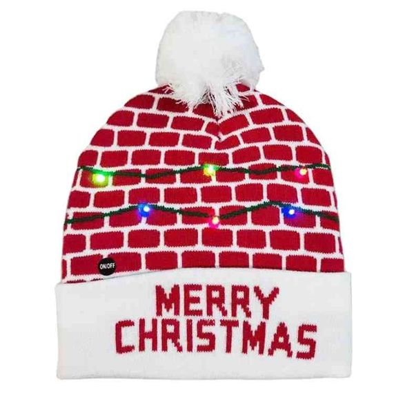 Gorro de invierno tejido con luz LED navideña, suéter feo personalizado, gorro navideño divertido para vacaciones