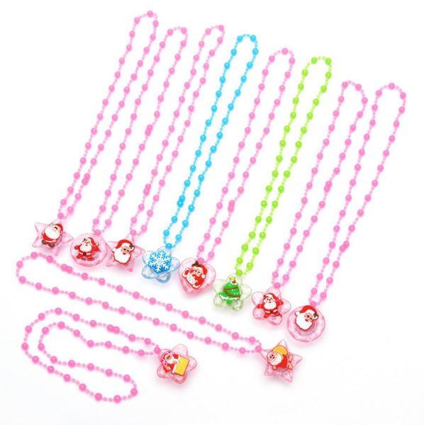 Noël LED Light Up Collier Bijoux Acrylique perlé Enfants Adultes Clignotant Party Favors Clignotant Cartoon Festival Bas Cadeau