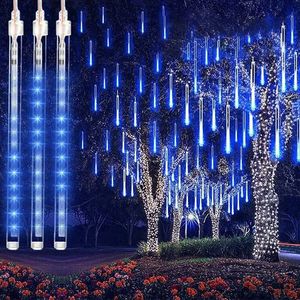 Christmas LED Meteor Douche Garland Festoon Holiday Strip Light Outdoor Termroping Fairy String Lights for Street Decoration 240506