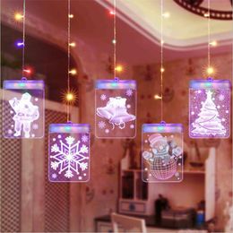 Guirnalda de luces LED navideñas 3D con Control remoto, lámpara USB para puerta, ventana, decoración navideña, luces de hadas para dormitorio