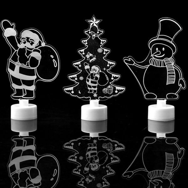 Noël LED Veilleuse Cadeau De Noël Creative Coloré Arbre De Noël Bonhomme De Neige Père Noël Nuit Lampe De Noël Décoration WVT1066
