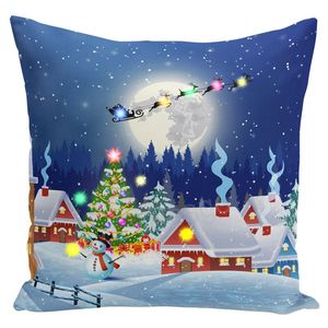 Noël LED Shine Taie d'oreiller Père Noël Elk Imprimer Taie d'oreiller en peluche Arbre de Noël Oreiller Coussin Couvre Canapé Décoration BH7969 TYJ