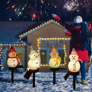 Noël LED Solaire Paysage Lumière Jardin Pelouse Lampe Étanche En Plein Air Bonhomme De Neige Lampes Passerelle Chemin Cour Sol Décoration Lumières