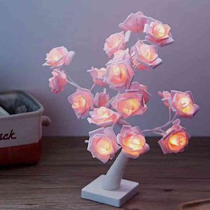 Noël led arbre décoration 24LED lumière nuit lampe romantique fleur chaud Rose arbre lumière mariage vacances décoration H1222