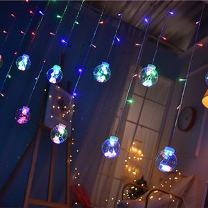 Navidad LED bola de los deseos luces cortina cadena Hada guirnalda lámpara ventana dormitorio boda Año Nuevo Navidad vacaciones Decoración