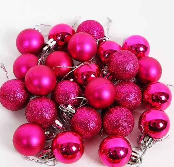 Boule lumineuse de noël 3cm 24 pièces/boîte, boules en plastique, boules d'arbre de noël, décorations de noël, boules colorées