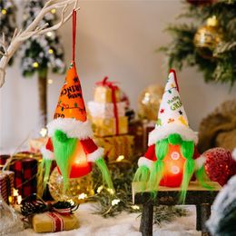Luz de Navidad Gnomo Decoración Barba Verde Sueco Santa Tomte Muñeco de peluche Árbol de Navidad Adornos colgantes BBB15961