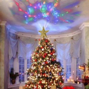 Lumière de Noël LED Veilleuse EU USA UK Plug 220 V pour l'éclairage d'ambiance de Noël Meteor Lampe étoile à cinq branches Tree Top Decor240S