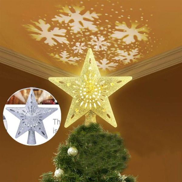 Lumière de Noël LED Veilleuse Météore Étoile à cinq branches Lampe Cimier d'arbre Décor EU USA UK Plug 220 V pour l'éclairage d'ambiance de Noël 187S