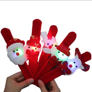 Christmas Light up Slap Bracelet Holiday Favors LED Flashing Wristband Decoraciones para fiestas de Navidad Red Santa Snowman Deer Bear Designs