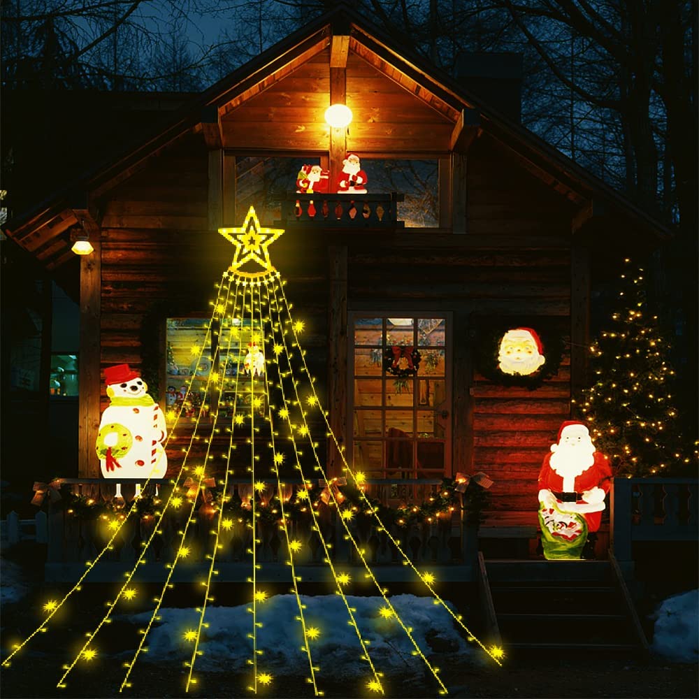 Рождественские огни на открытом воздухе 11,5 футов 8 светодиодных гаджетов режимы освещения водопада для рождественских украшений на открытом воздухе для дворов для праздничных вечеринок на дереве