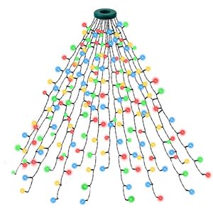 Luces navideñas, cadena de luces para árbol con anillo, 400 LED, enchufe europeo/estadounidense, guirnalda de cascada de hadas para vacaciones, fiesta en casa de Año Nuevo