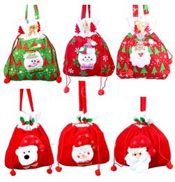 Sac à cordon en lin de Noël Emballages cadeaux de Noël 12 sacs à main de Noël de style Père Noël bonhomme de neige Elk sacs de bonbons DD460