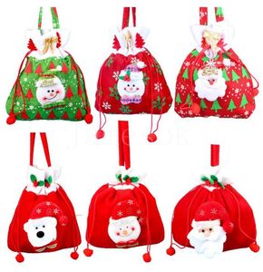 Kerstmis linnen trekkoord tas xmas cadeau wraps 12 stijl xmas-handtas Santa-Claus Snowman Elk Candy bags DD460