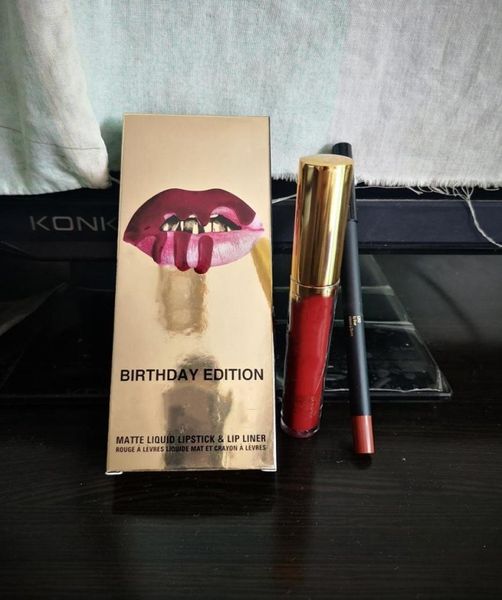 Brillo de labios navideño Maquillaje Delineador de lápiz labial líquido mate Leo Tamaño completo en caja dorada Edición de cumpleaños Resistente al agua de larga duración 3521526