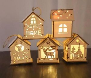 Kerstblokhut Hangt Houtknutselpakket Puzzelspeelgoed Kerst Houten Huis met kaarslichtbalk Woondecoratie Kinderen039s holid3752036