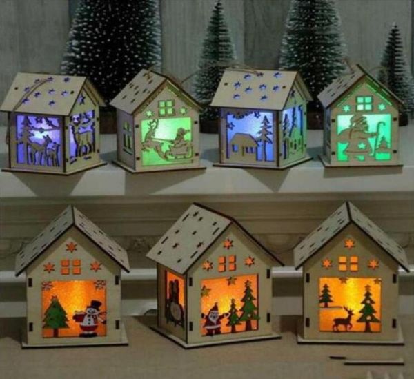 Cabine en rondins de Noël accroche le kit d'artisanat en bois jouet mpil de Noël maison en bois avec barre d'éclairage à bougies décorations de maison enfants039s holid2935200