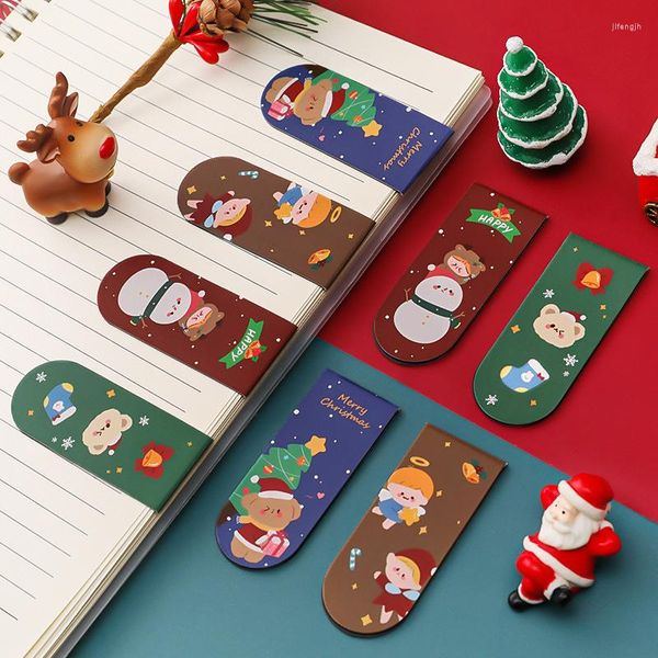 Marcapáginas magnético de Navidad, material escolar para estudiantes, Clip de libro magnético DIY, Mini de doble cara para regalo de libros