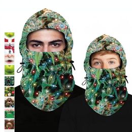 Maschera di Natale Cappello con stampa digitale Maschere in pile invernale multifunzionale Cappuccio caldo per esterno Copricapo regolabile Decorazione Copricapo ZYY43