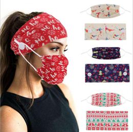 Masque De Noël Bandeau Turban Botton Masques D'impression De Noël Bande De Cheveux Yoga Sport Bandeau Masque Turban Mode Femmes Suppile LSK1765