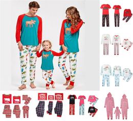 Kerst Matching Family Pyjama Striped Nightwear Cartoon Gedrukte kinderen Slaapkleding Papa Mom Baby Familie Pyjama Sets By13009554732